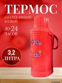 Термос СССР стеклянная колба 3,2 литра красный