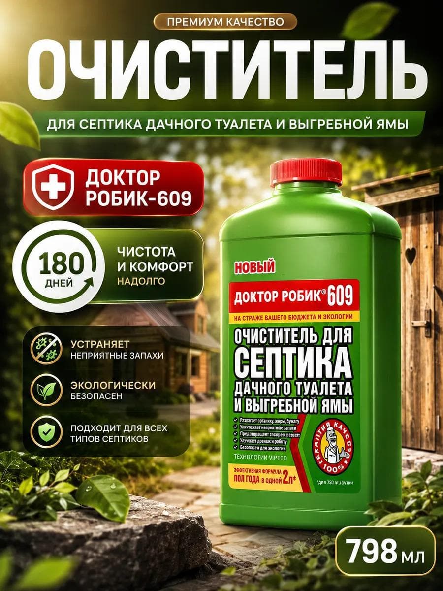 Очиститель для септика и дачного туалета Доктор Робик 609
