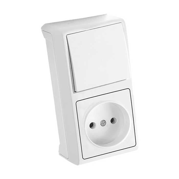 Розетка+включатель VIKO VERA 1-я + 1-й верт.