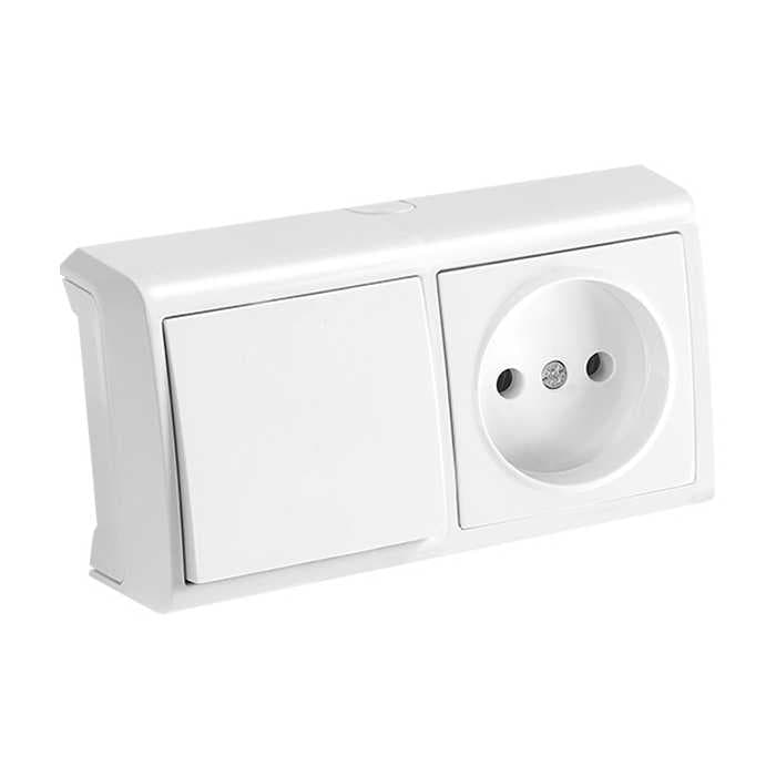 Розетка+включатель VIKO VERA 1-я + 1-й гориз.