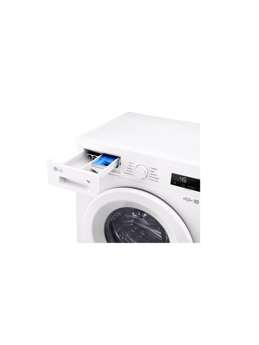 Стиральная машина LG F2Y1HS3W узкая, инверторный привод, пар Steam, 7 кг, класс A