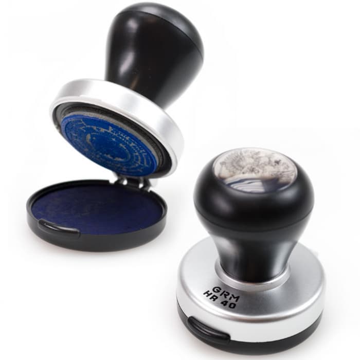 GRM HR40 ручная оснастка для печати с подушкой д.40 мм СЕРЕБРЯНЫЙ корпус (№11)