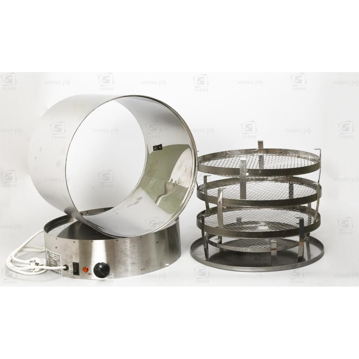 Электрокоптильня "Элвин" подарочная, полностью изготовлена из нержавеющей стали - объем загрузки 20 литров