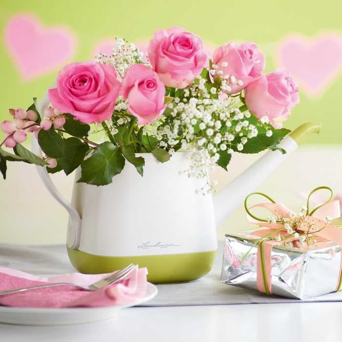 Лейка Юла Белый/ярко-розовый