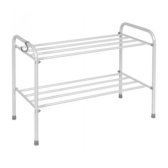 Подставка для обуви  2-х полочная 60см (белое серебро)