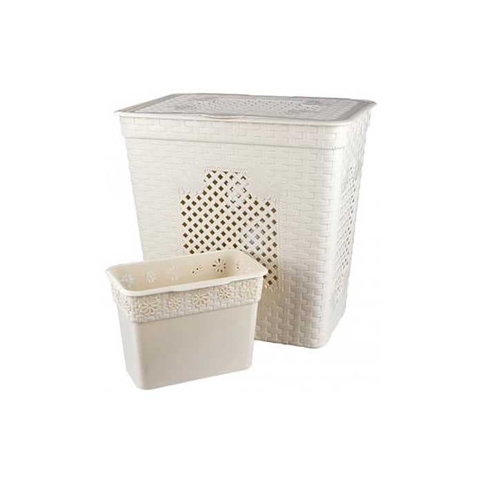 Корзина для белья "Плетенка люкс" 85л белый (М3405)