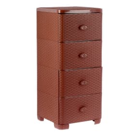 Комод "Плетёнка" 4-х секционный (шоколад) (арт М6588)