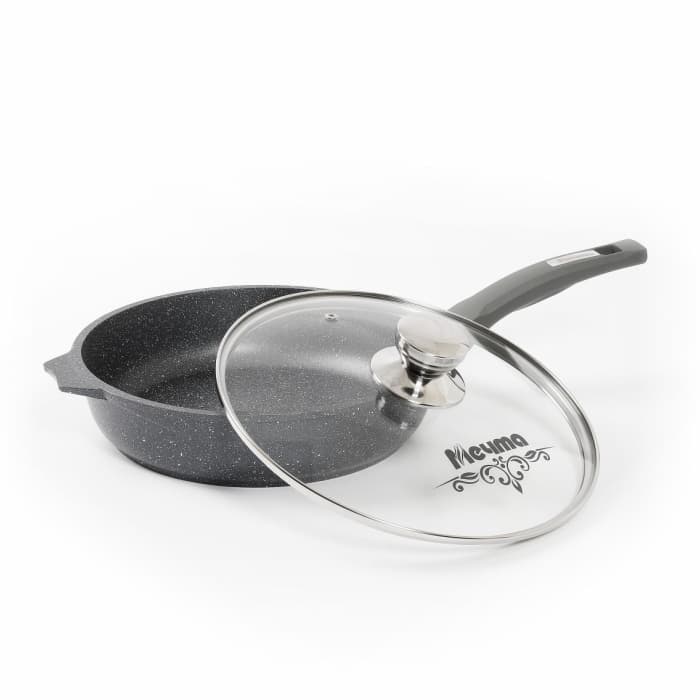 Сковорода со стеклянной крышкой и несъемной ручкой «Гранит» Granite 22см арт. c22701