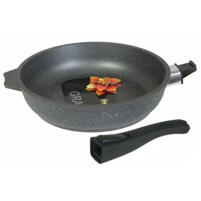 Сковорода со стеклянной крышкой и со съемной ручкой «Гранит» Granite 22см арт. с022701