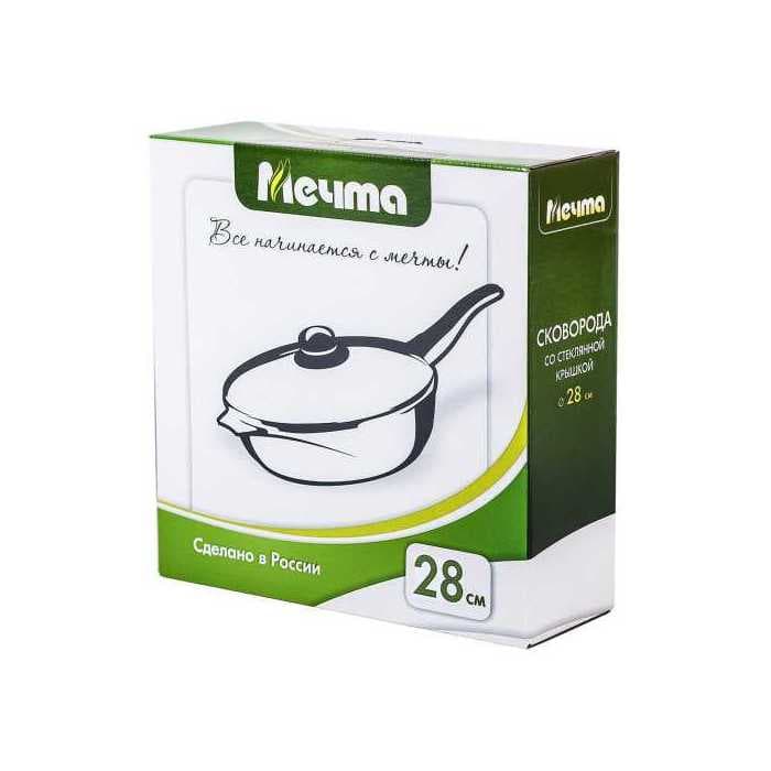 Сковорода со стеклянной крышкой и несъемной ручкой «Гранит» Granite 28см арт. c28701