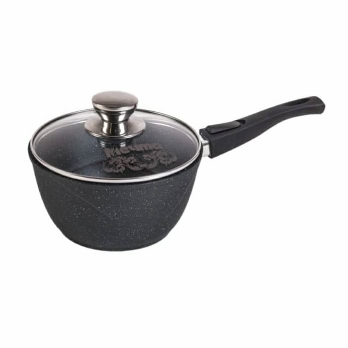 Ковш 1.7 Гранит Black со съёмной ручкой и стеклянной крышкой арт. 0-82802
