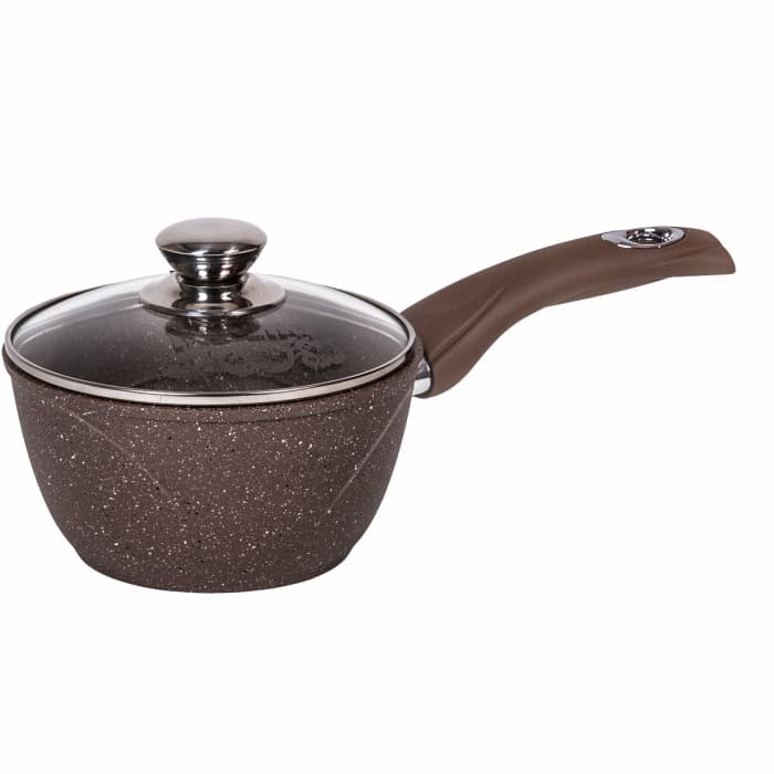 Ковш 1.7 Гранит Brown с несъёмной ручкой и стеклянной крышкой арт. 82806