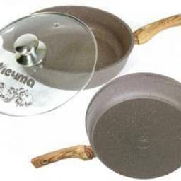 Сковорода со стеклянной крышкой и несъемной ручкой «Гранит» Granite 24см арт. c24701