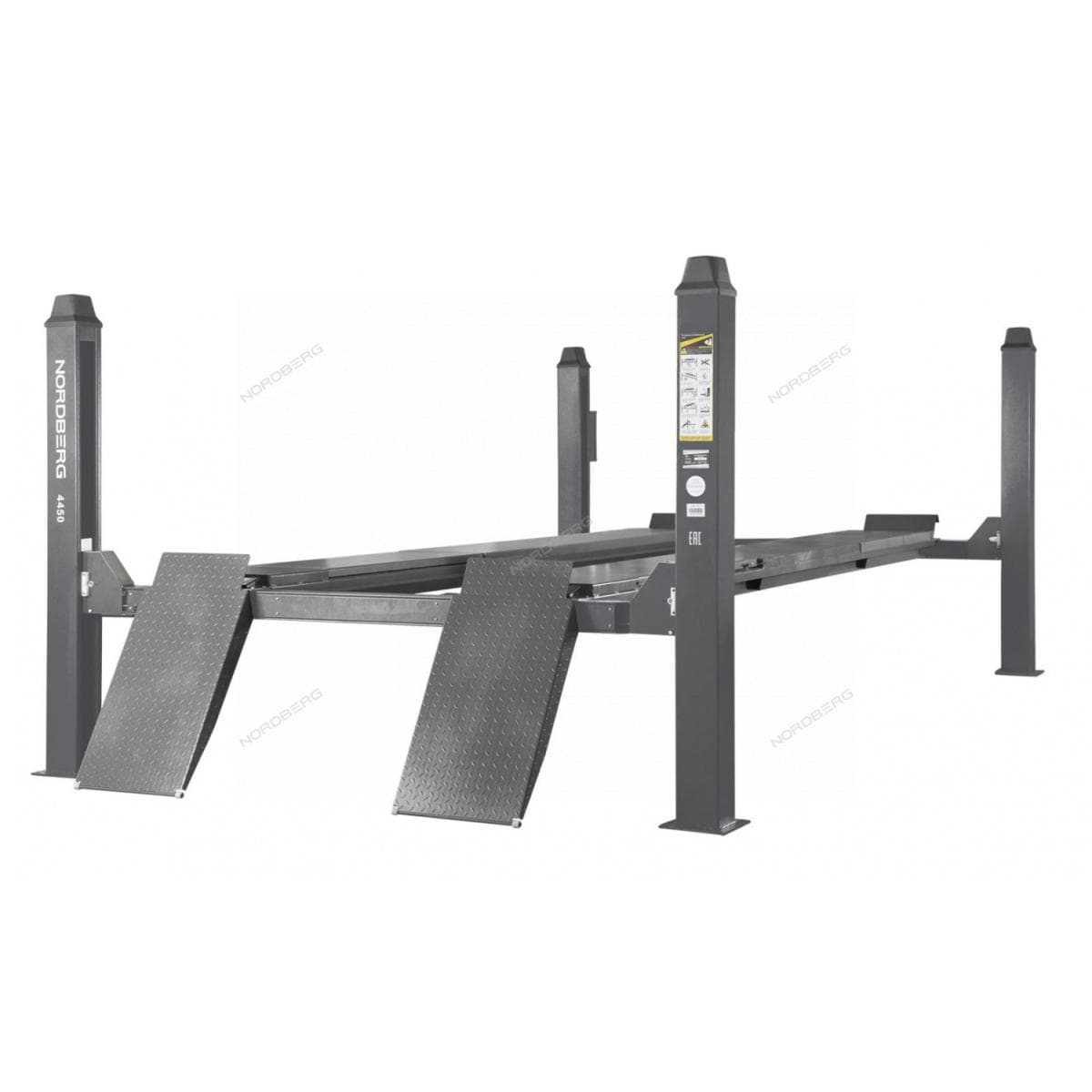 Четырехстоечный электрогидравлический автоподъемник SIVIK ПГА-5000/4 слесарный, пневматические фиксаторы, грузоподъемность 5.0т.