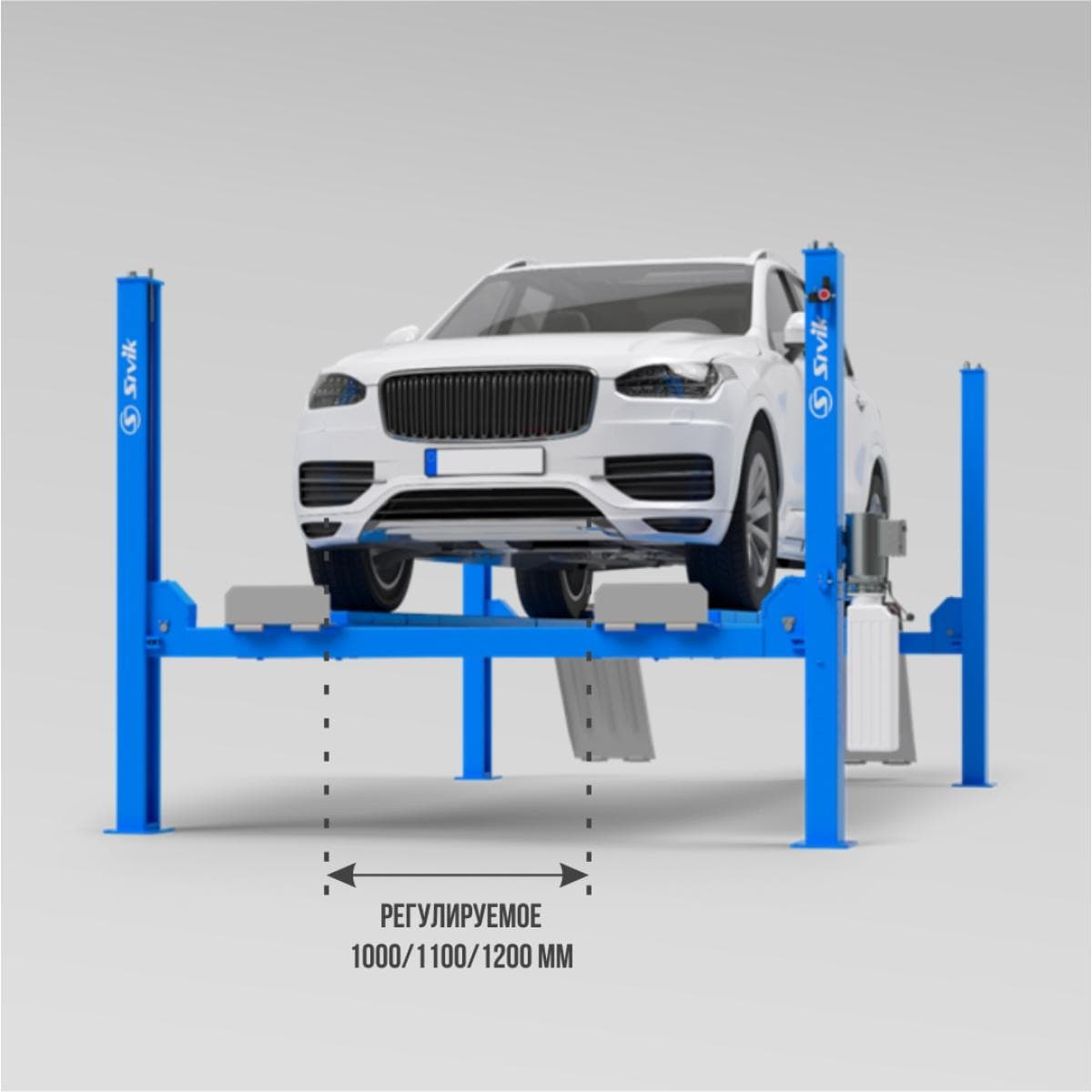 Четырехстоечный электрогидравлический автоподъемник SIVIK ПГА-6500/4 слесарный, пневматические фиксаторы, грузоподъемность 6.5т.