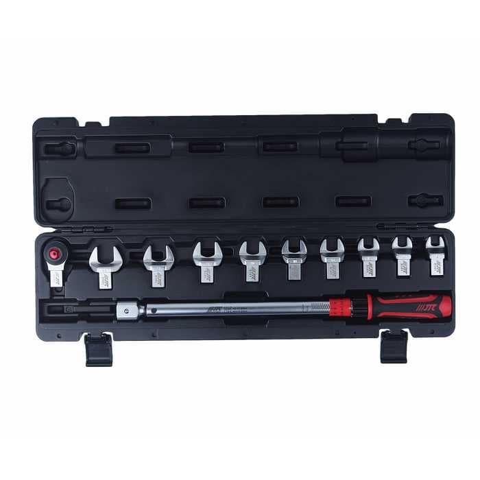 Ключ динамометрический 14х18 усилие затяжки 40-210Nm, с набором рожковых насадок 11 пр. (13-24мм) JTC JTC-6835K