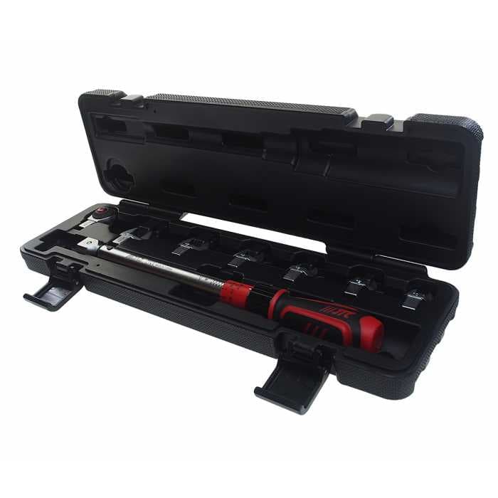 Ключ динамометрический 9х12 усилие затяжки 20-110Nm, с набором рожковых насадок 8 пр. (10-19мм) JTC JTC-6833K