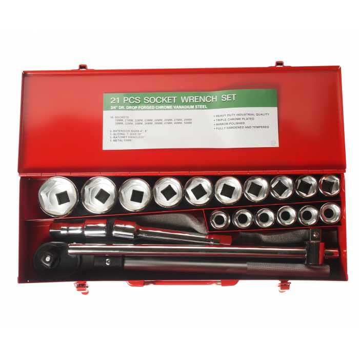 Набор головок торцевых 6-гранных 3/4" 19-50 мм (в кейсе) 21 предмет JTC /1 JTC-H621M