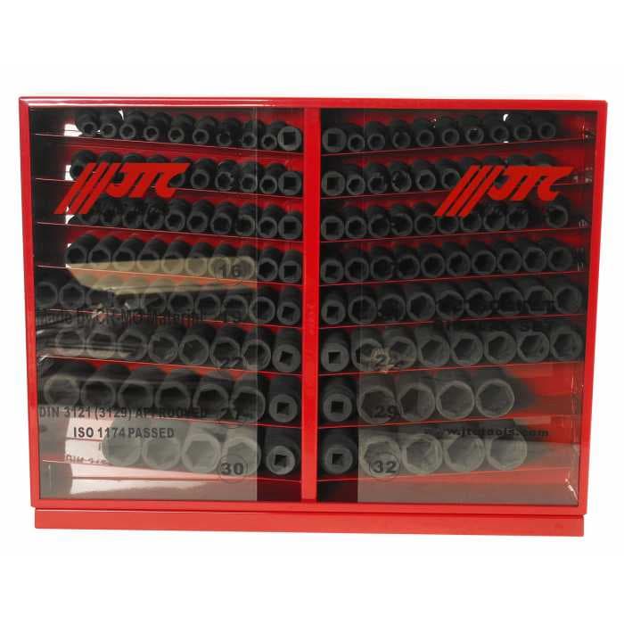 Набор головок торцевых ударных глубоких 6-гранных 1/2" 10-32мм (в металлическом шкафу) 137 предметов JTC /1 JTC-J4137L