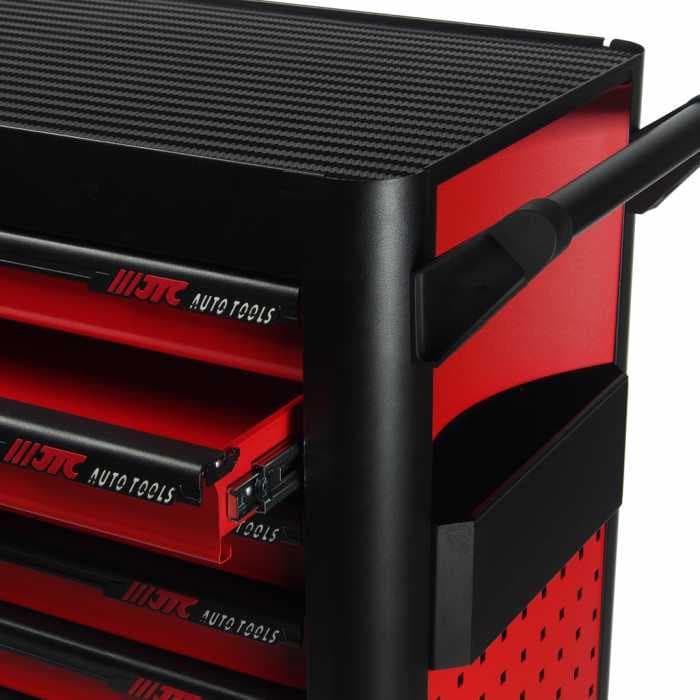 Тележка инструментальная 7 секций, красная на колесах JTC /1 JTC-S1068