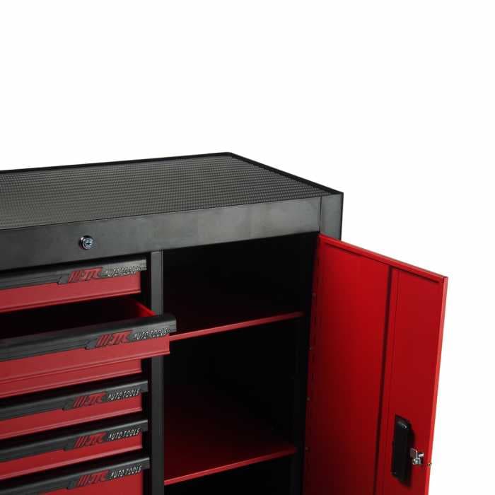 Тележка инструментальная 7 секций, красная на колесах с боковым ящиком JTC /1 JTC-S1067