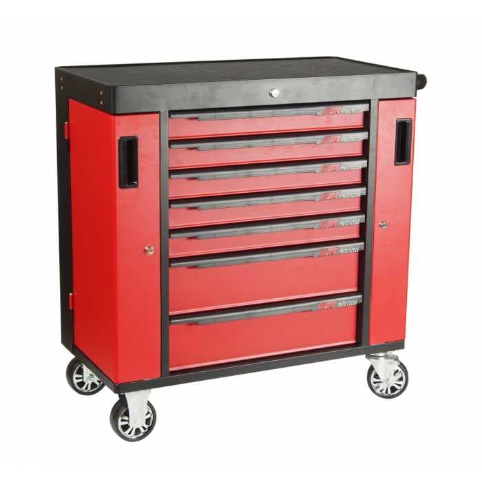 Тележка инструментальная 7 секций, красная на колесах с двумя боковыми ящиками JTC /1 JTC-S1070