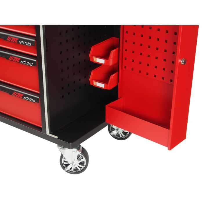 Тележка инструментальная 7 секций, красная на колесах с двумя боковыми ящиками JTC /1 JTC-S1070