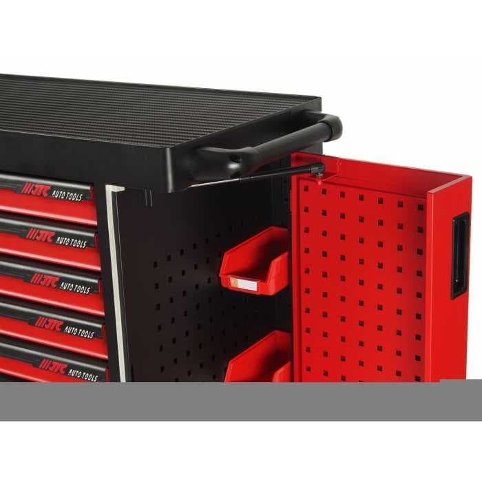Тележка инструментальная 7 секций, красная на колесах с двумя боковыми ящиками JTC /1 JTC-S1070