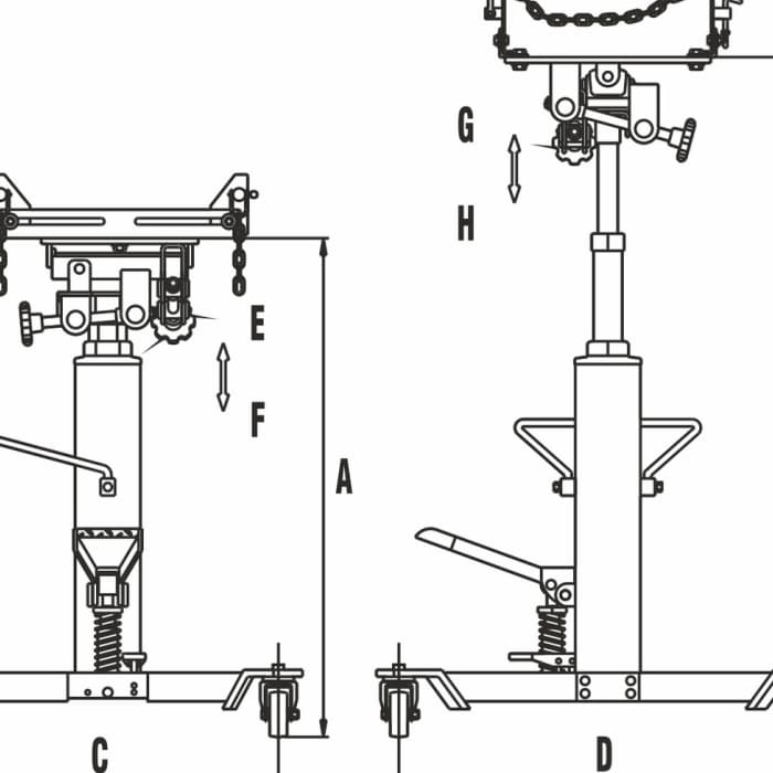Стойка трансмиссионная механическая, грузоподъемность 750кг, подъем 1400-2065мм JTC /1 JTC-US1175