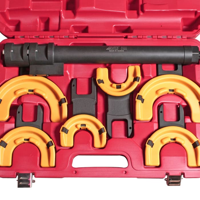 Набор для стяжки пружин усиленный, максимальный ход 317мм (3 пары захватов) в кейсе JTC /1 JTC-4274