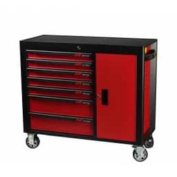 Тележка инструментальная 7 секций, красная на колесах с боковым ящиком JTC /1 JTC-S1067