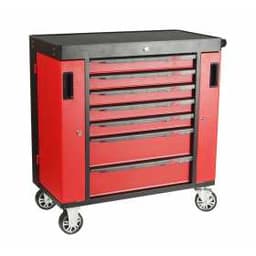 Тележка инструментальная 7 секций, красная на колесах с двумя боковыми ящиками JTC /1 JTC-S1070