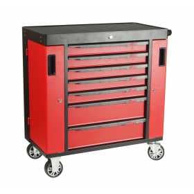 Тележка инструментальная 7 секций, красная на колесах с двумя боковыми ящиками JTC /1 JTC-S1070