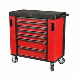 Тележка инструментальная 7 секций, красная на колесах с двумя боковыми ящиками JTC /1 JTC-S1070