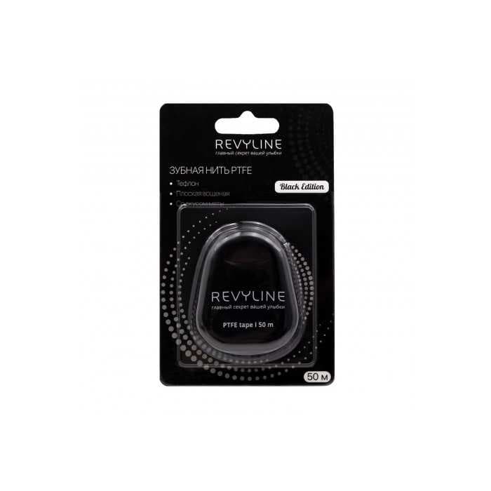 Зубная нить Revyline PTFE Black Edition, мятная вощеная, 50 м