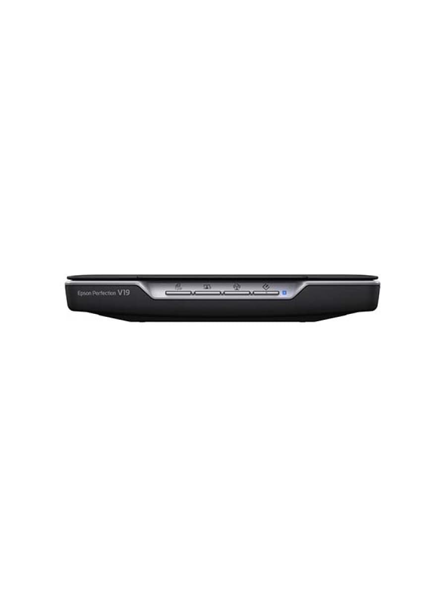 Сканер Epson Perfection V19 (планшетный, A4, 4800x4800dpi, 48bit, 3.2D, тип лампы - светодиодная, съемная крышка для сканирования книг и альбомов, вертикальное сканирование на встроенной стойке, USB)