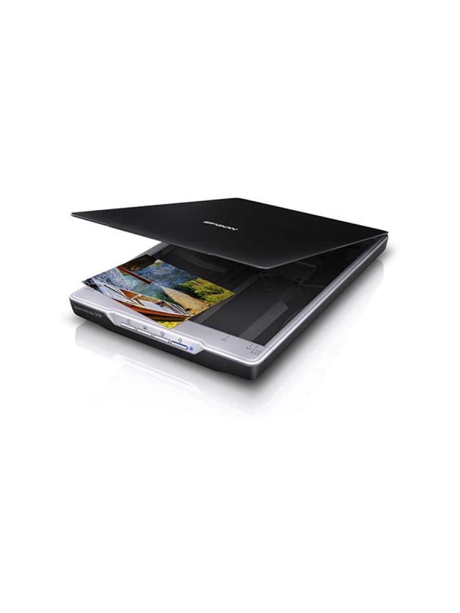 Сканер Epson Perfection V19 (планшетный, A4, 4800x4800dpi, 48bit, 3.2D, тип лампы - светодиодная, съемная крышка для сканирования книг и альбомов, вертикальное сканирование на встроенной стойке, USB)