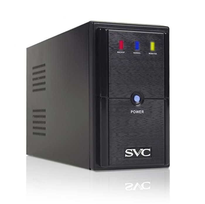 Источник бесперебойного питания UPS SVC V-650-L, 650VA(400W), Диапазон работы AVR: 165-275В, AVR в режиме Booster: 138-292В, Бат.: 12В/7.5 Ачх1шт., 3 вых.: 2 Shuko CEE7+1 IEC C13 (Bypass), Чёрный