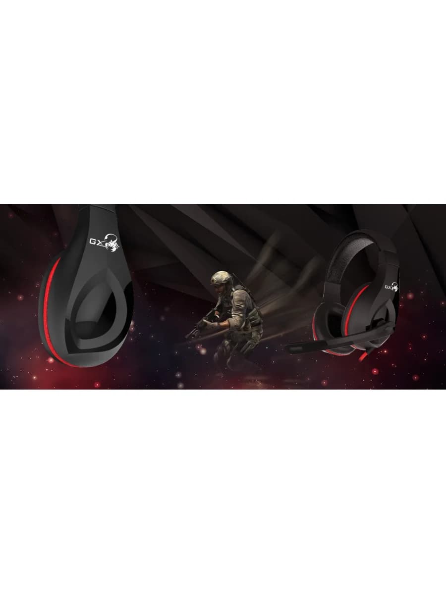 Наушники с микрофоном Genius HS-G560 2xJack, 20Hz-20kHz, 91dB/-54dB, Чёрный