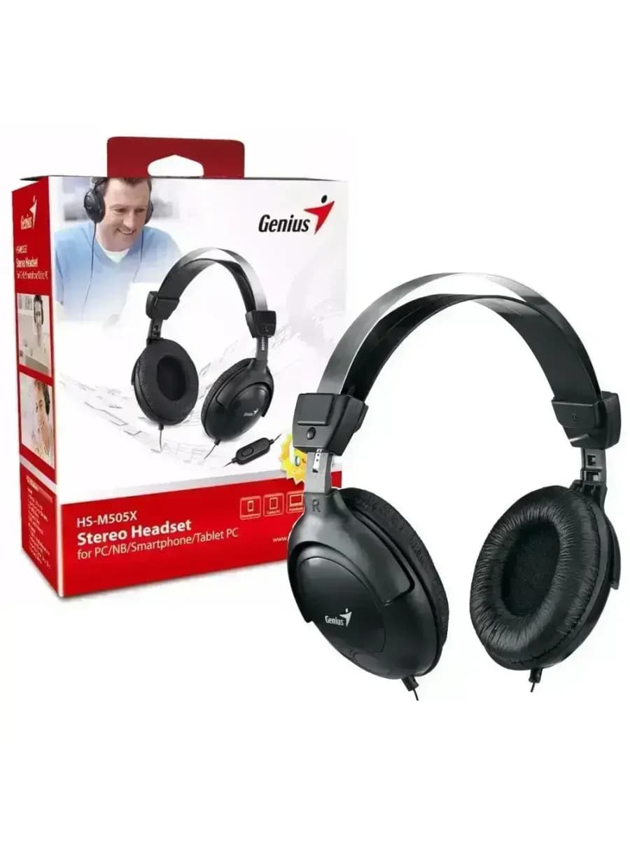 Наушники Genius HS-M505X с микрофоном, 20 Гц–20 кГц, 2,0 м, чёрные