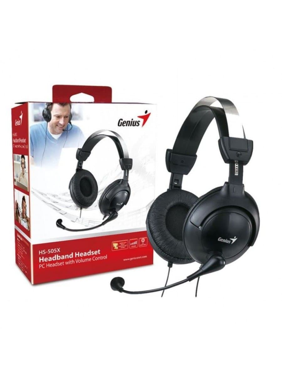 Наушники Genius HS-M505X с микрофоном, 20 Гц–20 кГц, 2,0 м, чёрные