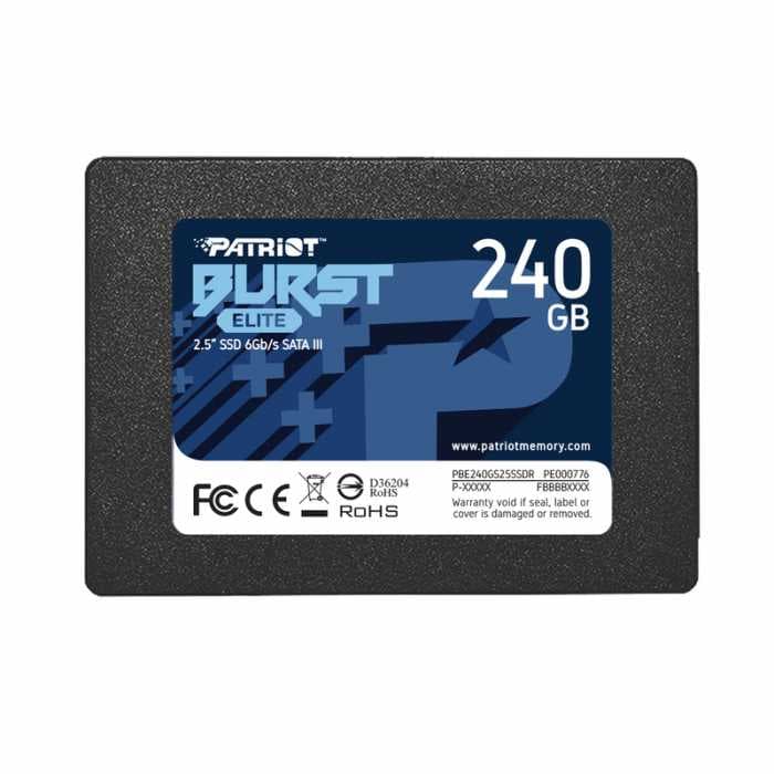 Твердотельный накопитель SSD 240GB Patriot Burst Elite 2.5" SATA III TCL 3D, Read/Write up 320/450MB/s, 40000 IOPS [PBE240GS25SSDR]
