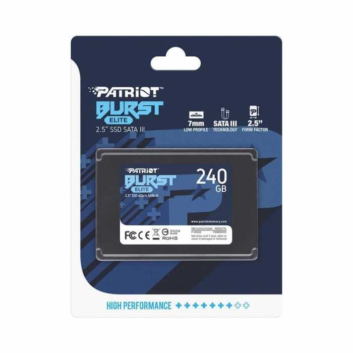 Твердотельный накопитель SSD 240GB Patriot Burst Elite 2.5" SATA III TCL 3D, Read/Write up 320/450MB/s, 40000 IOPS [PBE240GS25SSDR]
