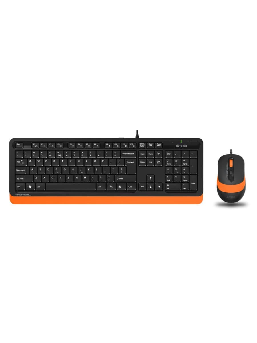 Комплект клавиатура и мышь A4Tech Fstyler F1010, Оптическая Мышь, USB, 1600DPI, Длина кабеля 1,5 метра, Анг/Рус, Orange