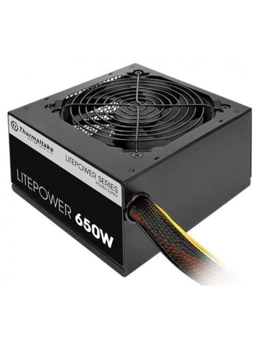 Блок питания 650W Thermaltake, Litepower LT, 650W, ATX, APFC, 20+4pin, 4+4pin, 6xPATA, 5xSATA, 2xPCI-E 6+2-pin, 1xFDD, 1x120 мм, Кабель питания, Чёрный [PS-LTP-0650NPCNEU-2]