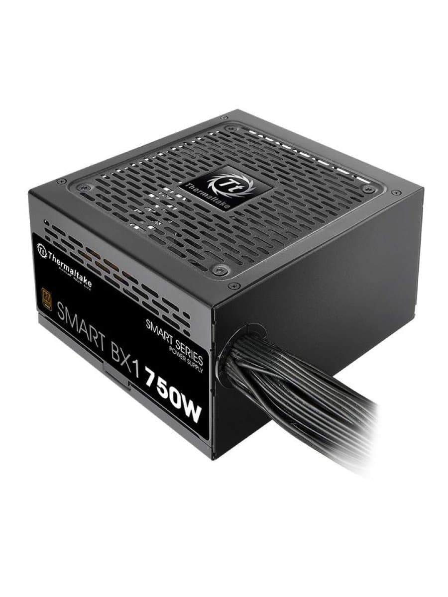 Блок питания 750W Thermaltake, Smart BX1, ATX, 80 Plus Bronze, APFC, 20+4 pin, 4+4pin, 9*Sata, 6*Molex, 1*FDD, 4*PCI-E 6+2 pin, Вентилятор 12 см, Кабель питания, Чёрный [PS-SPD-0750NNSABE-1]