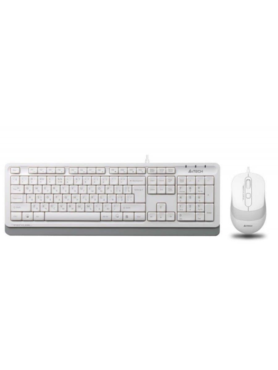 Комплект клавиатура и мышь A4Tech Fstyler F1010, Оптическая Мышь, USB, 1600DPI, Длина кабеля 1,5 метра, Анг/Рус, White