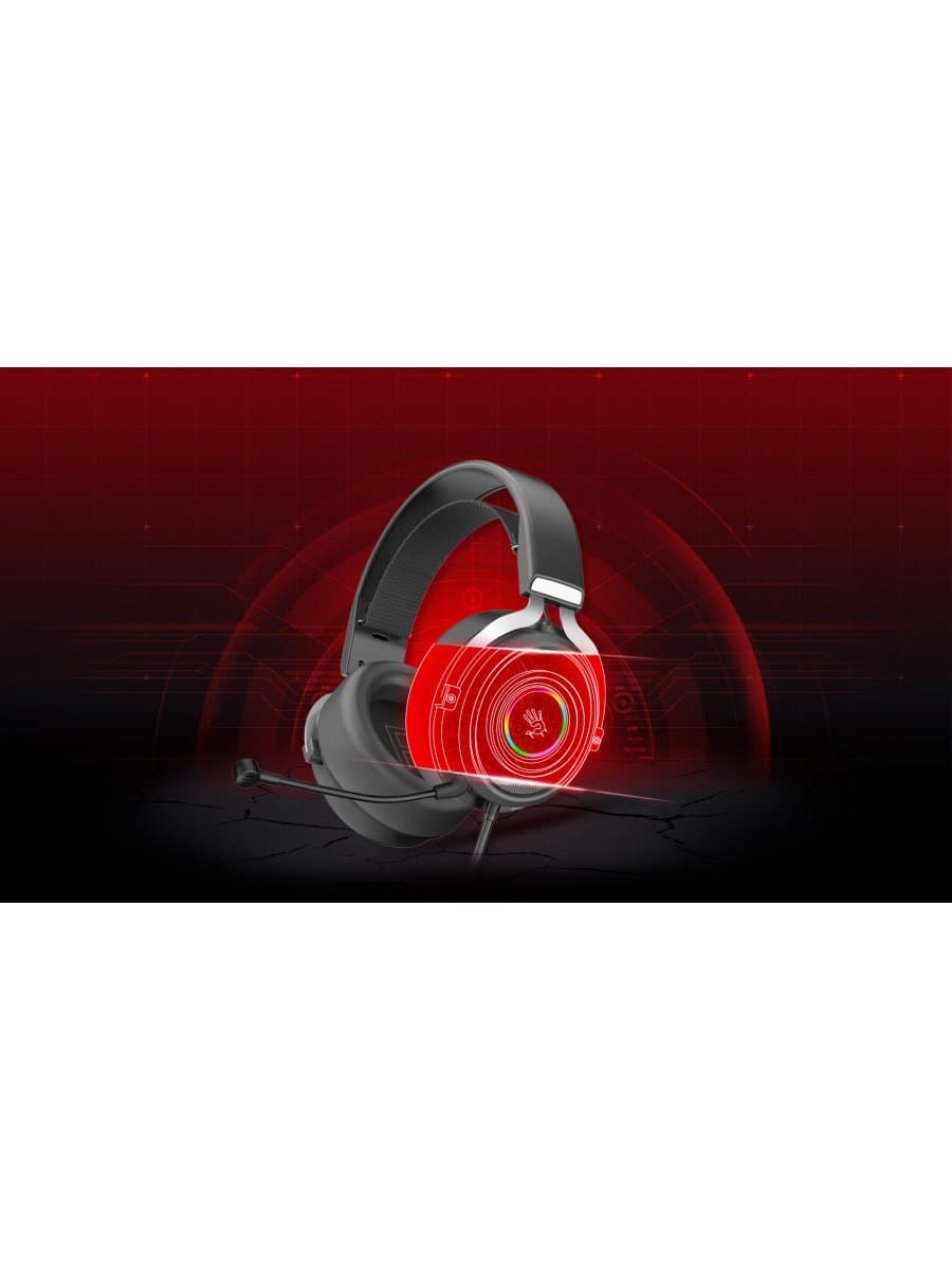 Наушники с микрофоном A4Tech Bloody G535P, Дуговые, 3.5mm MiniJack +USB, 20Hz-20kHz, 105dB/-44dB, Длина кабеля 2 м, 7.1 виртуальный объемный звук, Черно-серые