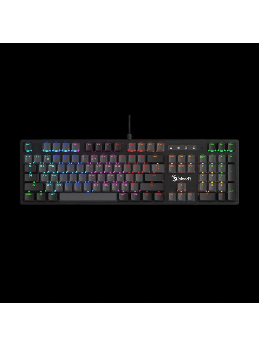 Клавиатура A4Tech Bloody B828N Light Strike Neon, USB 1.8m, 0.2ms, мех клавиатура с переключателями