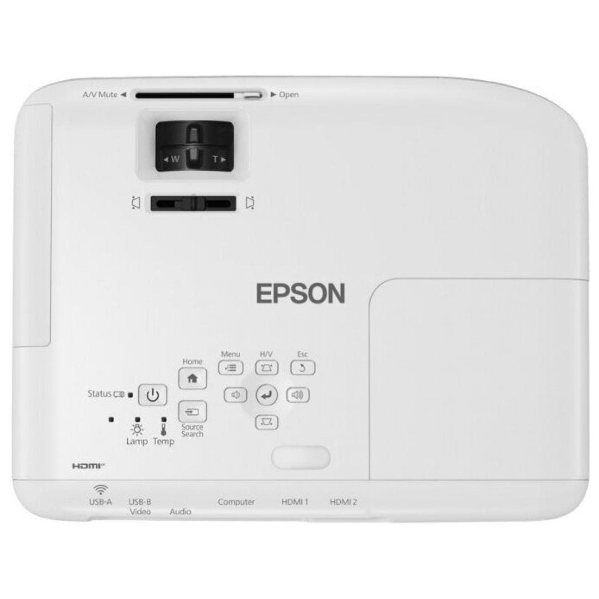Проектор Epson EB-FH06 3LCD, FullHD 1920?1080, 3500 ANSI lm, 16000:1, 28dB, от 0.86m до 8.43m, USB, 2xHDMI, VGA, RCA, speaker 2Watt, 6000H, 2.7 kg